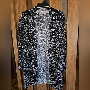 Laura Ashley Sz L Black/White Abstract Print Cardigan